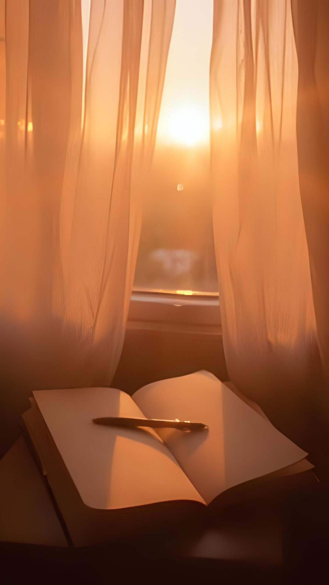 Open journal in warm morning light